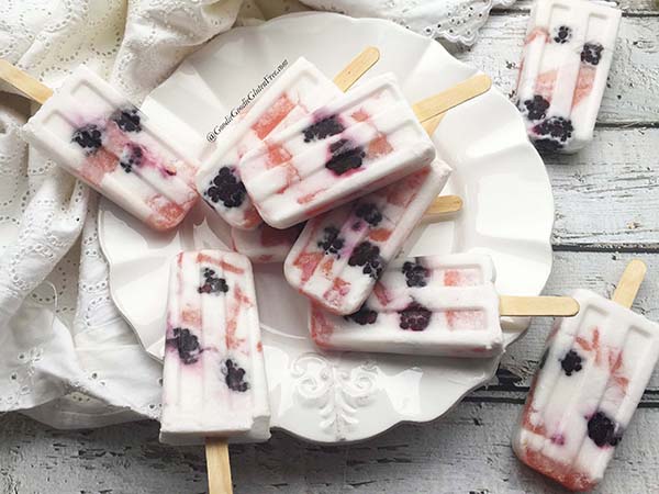dairy free blackberry watermelon yogurt popsicles