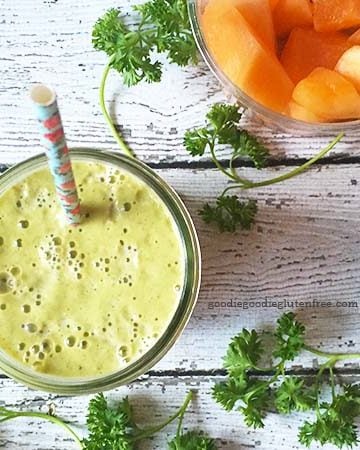 healthy dairy free creamy cantaloupe green smoothie