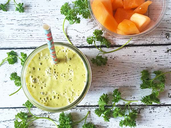 healthy dairy free creamy cantaloupe green smoothie