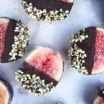 gluten-free chocolate dipped hemp seed black mission figs with coconut oil is the easiest and most delicious treat!