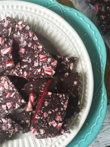 Easy Chocolate Peppermint Bark Gluten-Free, Vegan, Nut-Free with Candy Canes