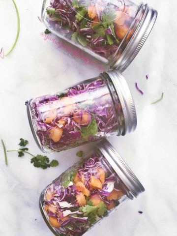 cilantro crunchy cabbage salad jars