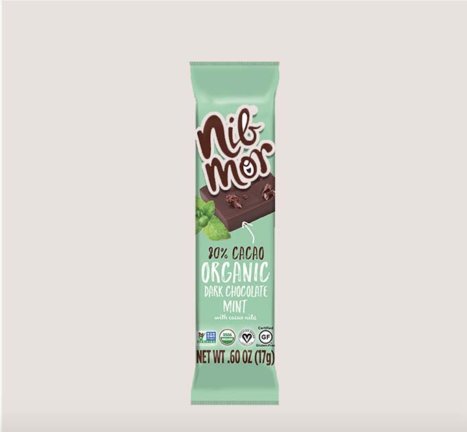 a bar of organic dark chocolate mint by Nibmor